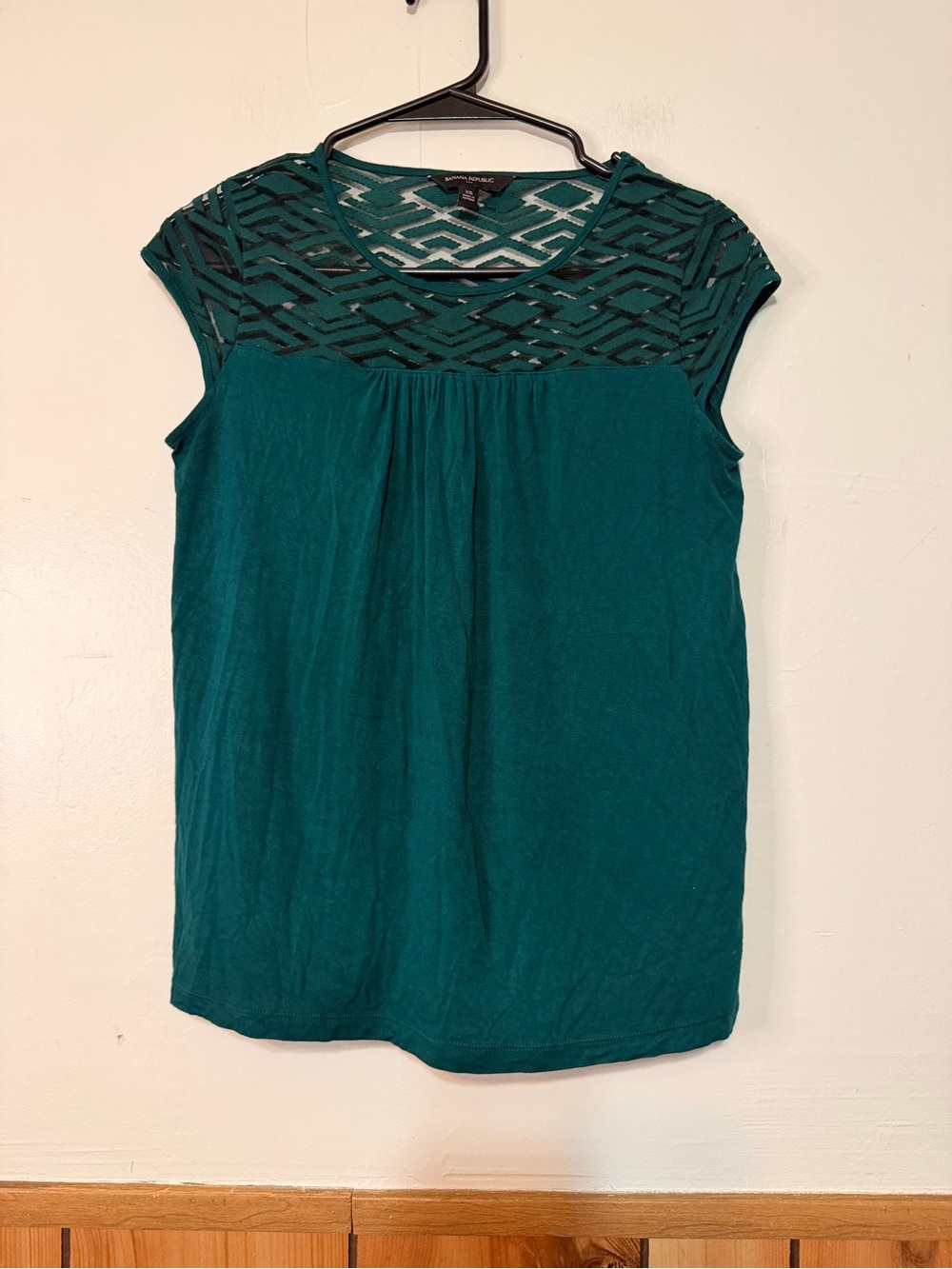 Banana Republic Teal Short Sleeve Lace Yoke Camisole